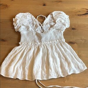 White Smocked Women's Top